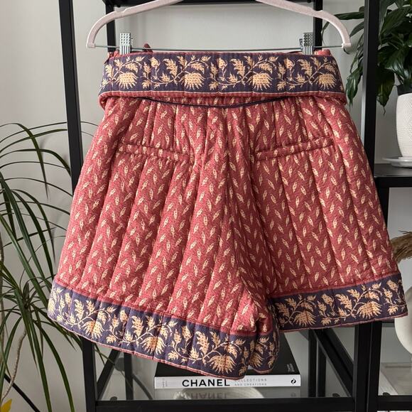 Hunter Bell Edith Patina Border Floral High Rise Quilted Shorts Women’s Size 6 - Picture 4 of 9